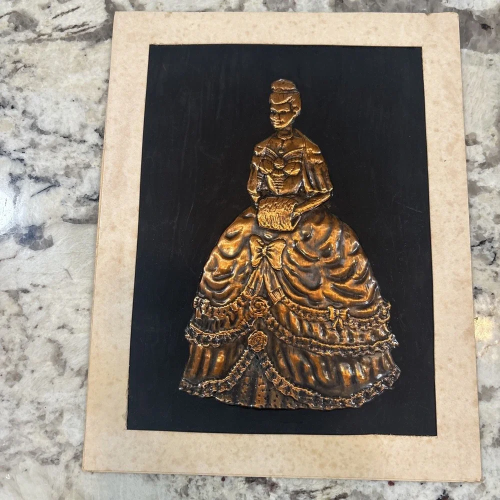 5‎ VINTAGE Embossed Hammered Copper Victorian Lady And Gentlemen Deer Unframed